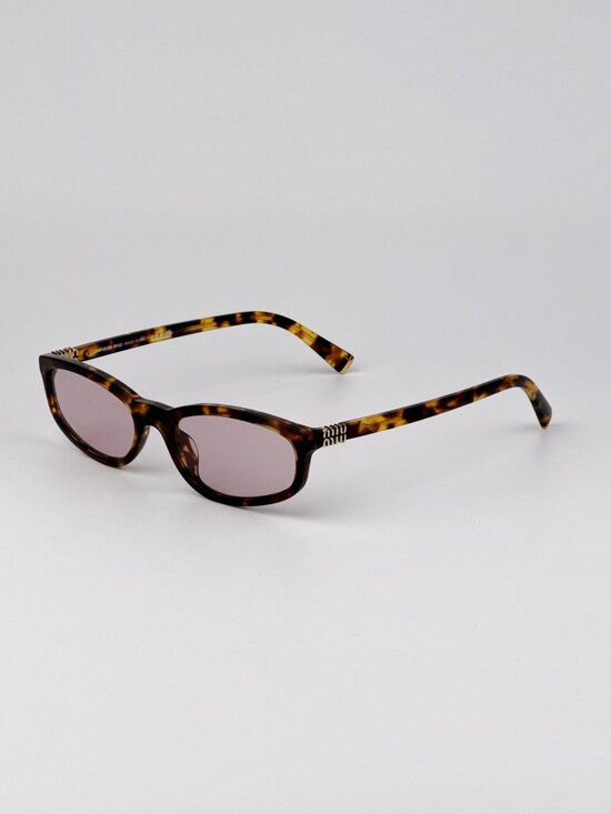 Miu Miu Women’s Sunglasses Honey Havana Pink Rectangle Frames MUA06S 14L4I0 NEW